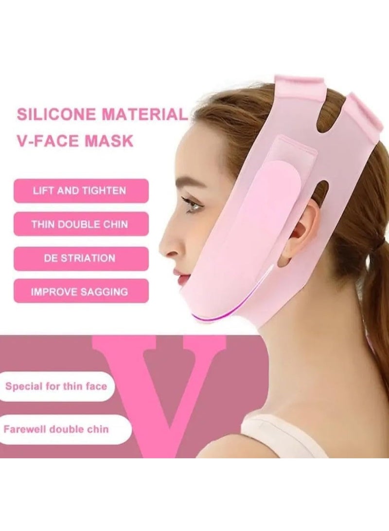 ماسك سيليكون لشد الوجه على شكل V –لتنحيف الوجه والذقن – تقليل الذقن المزدوج - Image 4